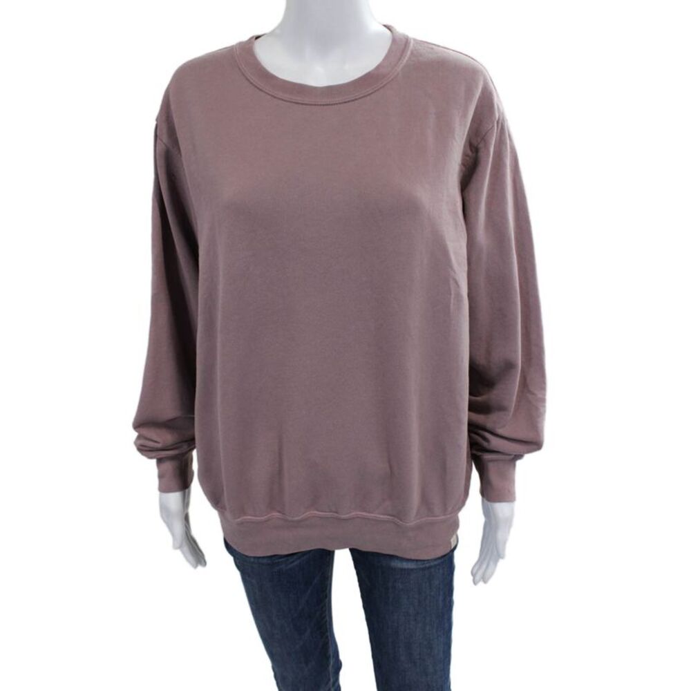 TKEES Womens Pullover Sweatshirts Purple Crew Neck Cotton Long Sleeve Size 1